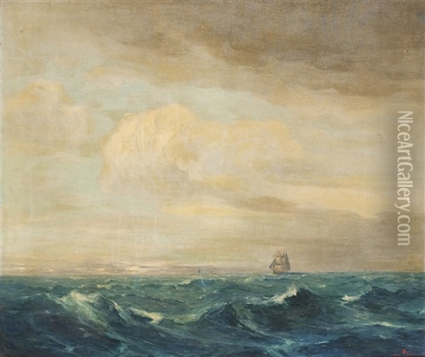 Windjammer Auf Groser Fahrt Bei Sturmischem Wetter Oil Painting - Hans von Petersen