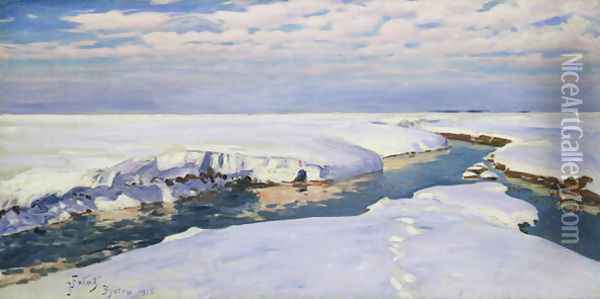 Winter Landscape, 1915 Oil Painting - Julian Falat