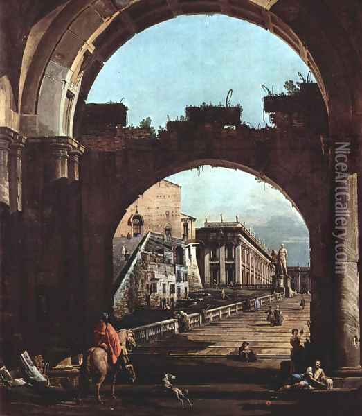 Capriccio Romano, Capitol Oil Painting - (Giovanni Antonio Canal) Canaletto