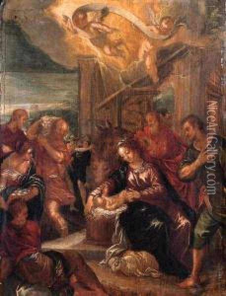 The Adoration Of The Shepherds Oil Painting - Johann Rottenhammer