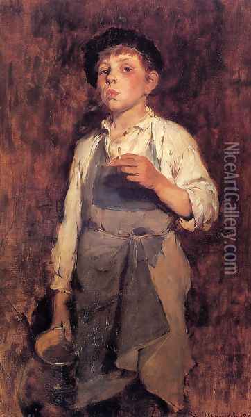 He Lives by His Wits Oil Painting - Frank Duveneck