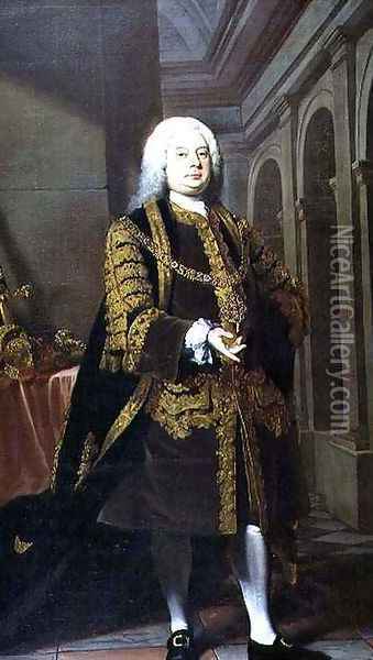 Portrait of Sir John Barnard 1685-1764 Lord Mayor in 1737 Oil Painting - Joseph Highmore