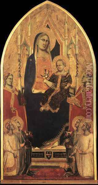 Madonna and Child Enthroned with Angels and Saints 1355 Oil Painting - Agnolo Gaddi
