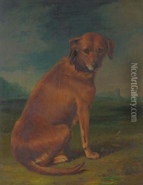 A Sporting Dog In A Landscape Oil Painting - George Stubbs