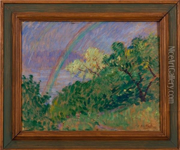 Landscape With Rainbow Oil Painting - Alfred William (Willy) Finch