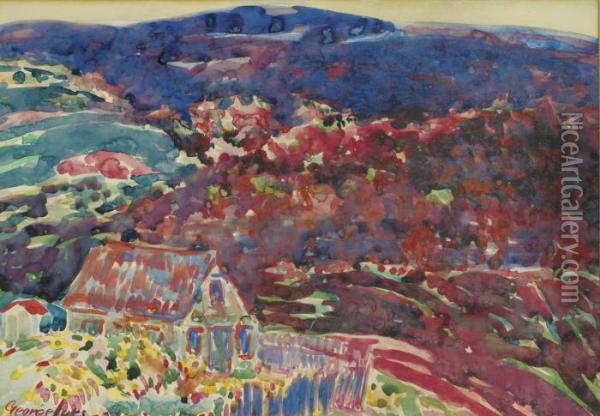 Purple Hills Oil Painting - George Luks