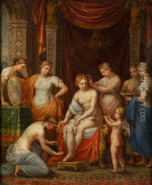 Toilette Der Venus Oil Painting - Johann Michael Hess