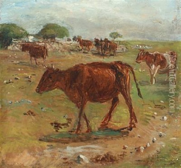 Grazing Cows At Saltholm Oil Painting - Theodor Philipsen