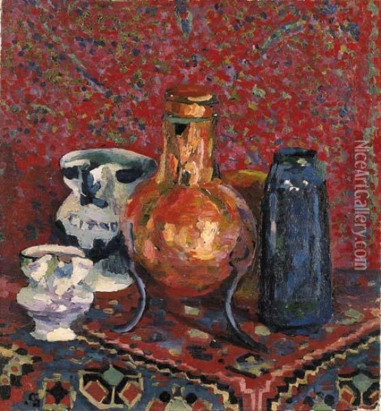 Il Vase Di Rame E I Vasi Di Terra Oil Painting - Giovanni Giacometti