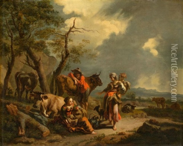 Pastoral Idyll Oil Painting - Johann Heinrich Roos