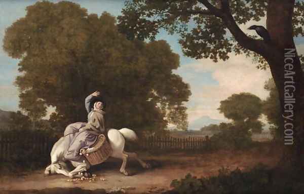 The Farmers Wife and the Raven, 1783 Oil Painting - George Stubbs