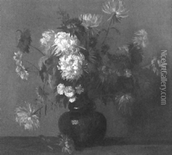 Blumenstilleben Mit Chrysanthemen Oil Painting - Amandus Faure