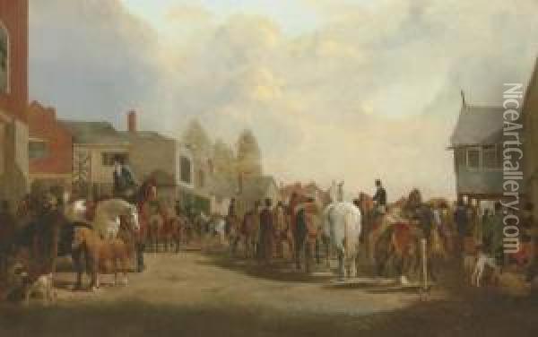 The Horsemarket At Ashby-de-la-zouch Oil Painting - Henry Woollett