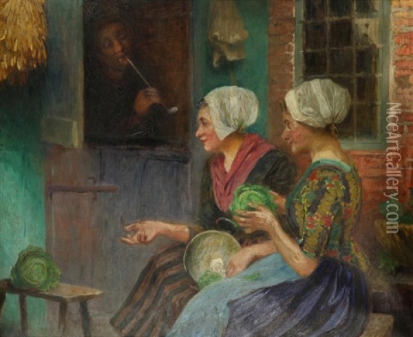 Sitzende Frauen Oil Painting - Carl Duxa