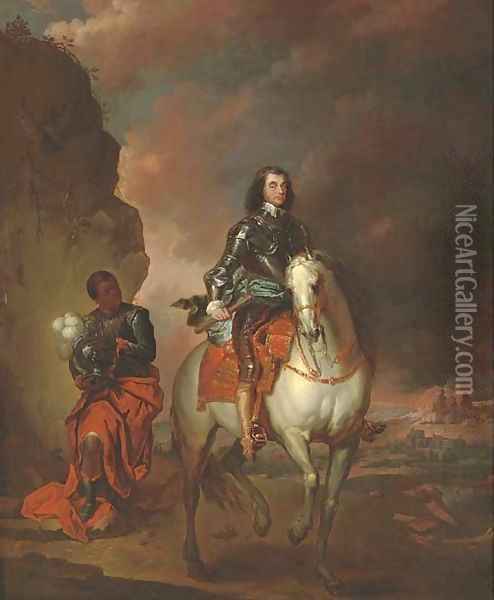 Equestrian portrait of Oliver Cromwell (1599-1658) Oil Painting - Jan Wyck