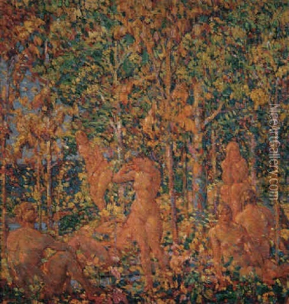 Ladies In The Forest Oil Painting - Frank Joseph van Sloun