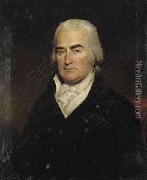 Portrait Of A Gentleman, Bust-length, In A Black Coat And Whitecravat Oil Painting - James Northcote