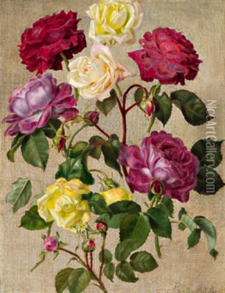 Rosen Oil Painting - Bertha Mueller