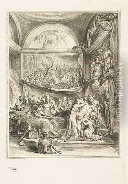 La Mort De Germanicus<</b> Oil Painting - Gabriel De Saint Aubin