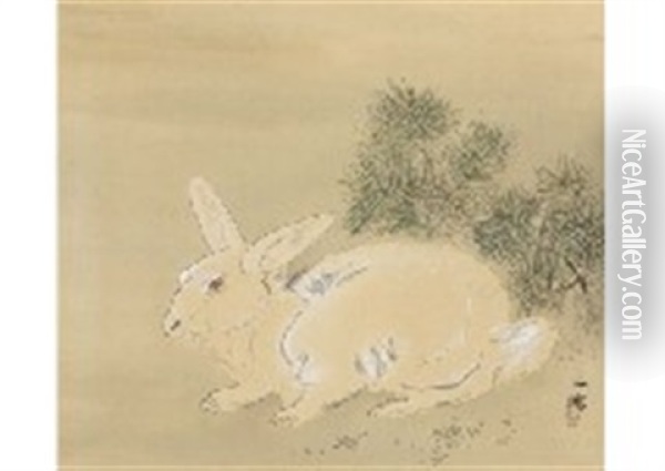 Rabbit Oil Painting - Kansetsu Hashimoto