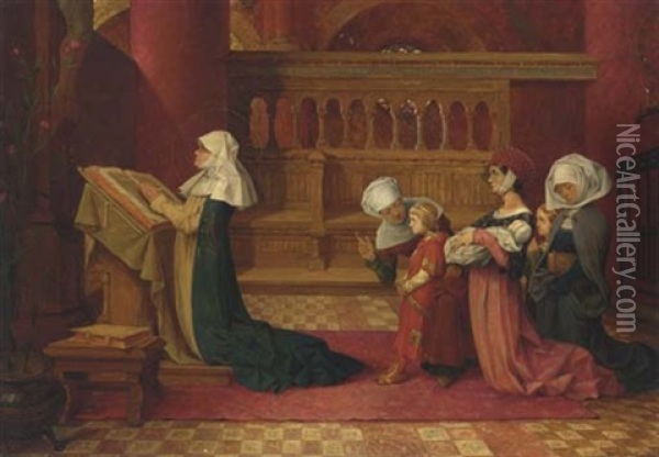 Saint Elizabeth Of Hungary Oil Painting - Theophile (Marie Francoise) Lybaert