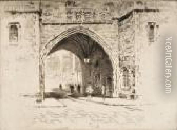 St. John's Gate, Clerkenwell Oil Painting - Joseph Pennell