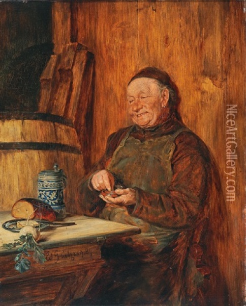 Replete Oil Painting - Eduard von Gruetzner