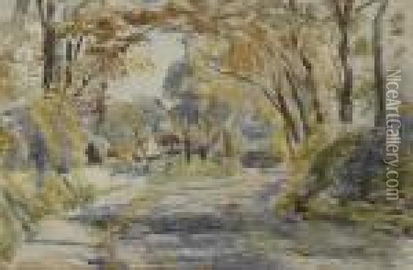 The Tree Fringed Road Oil Painting - William McTaggart