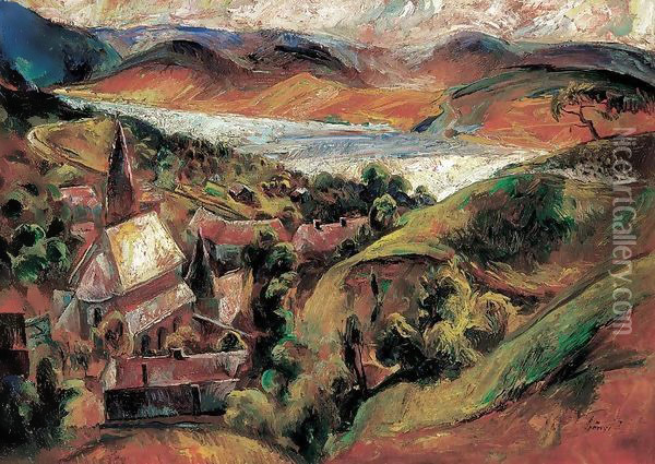 Zebegeny c 1926 Oil Painting - Istvan Desi-Huber