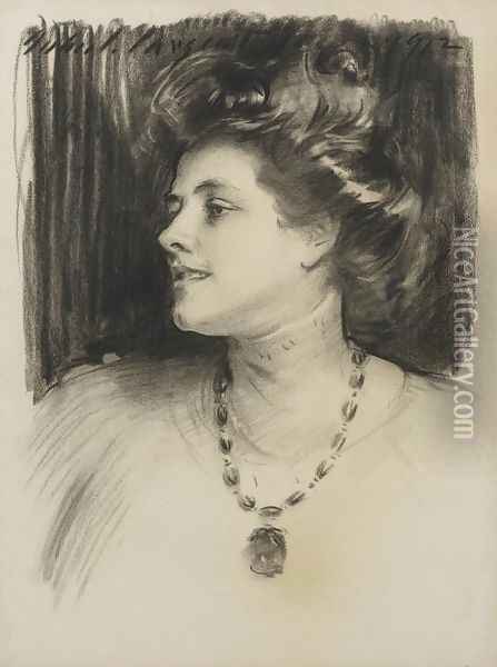 Portrait of Mrs. Alfred Fowler (Eva Neumann) Oil Painting - John Singer Sargent