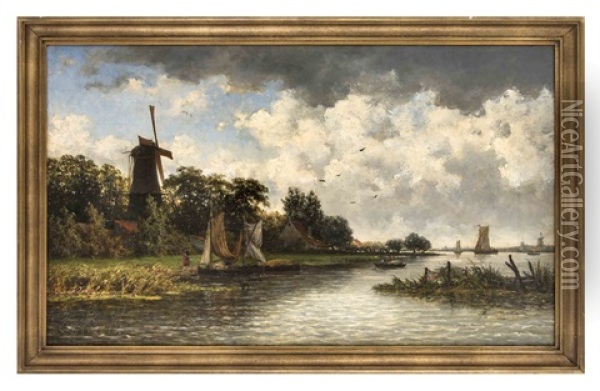 Ansicht Auf Den Kralingse Plas (gewasser Bei Rotterdam) Oil Painting - Cornelis Jan de Vogel