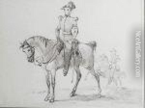 Attr. A, Officier Suisse A Cheval Oil Painting - Barthelemy Menn