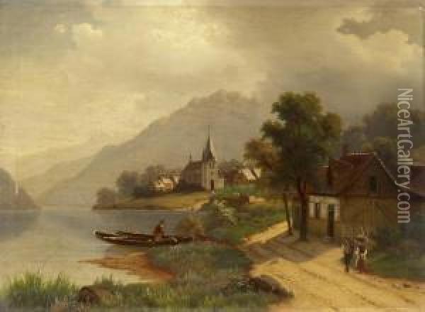 Am Ufer Eines Sees Oil Painting - Jules Leonard Schmitz