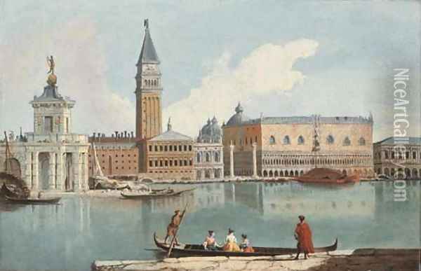 The Doge's Palace, Venice, with the Dogana and the Molo, from the Giudecca Oil Painting - Giovanni Richter