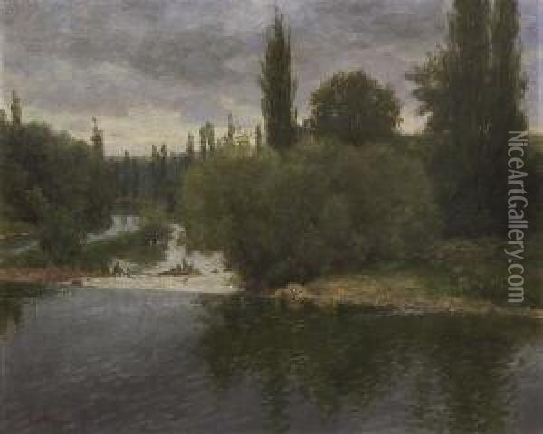 Flusslandschaft Oil Painting - Johann Karl Loth
