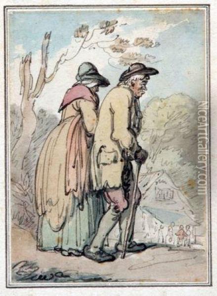 The Daily Stroll Oil Painting - Thomas Rowlandson