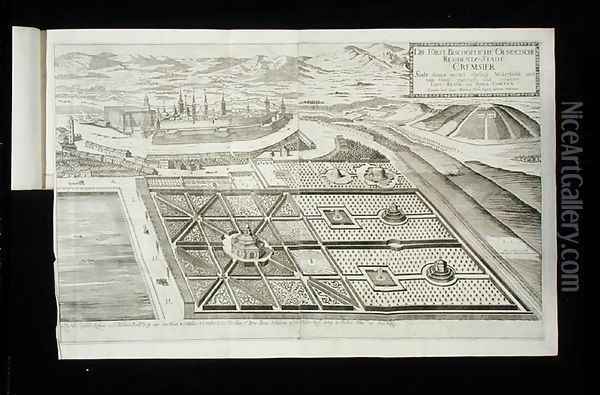 The new gardens at Cremsier, the residence of the Prince-Bishop, published c.1700 Oil Painting - Georg Matthaus Vischer