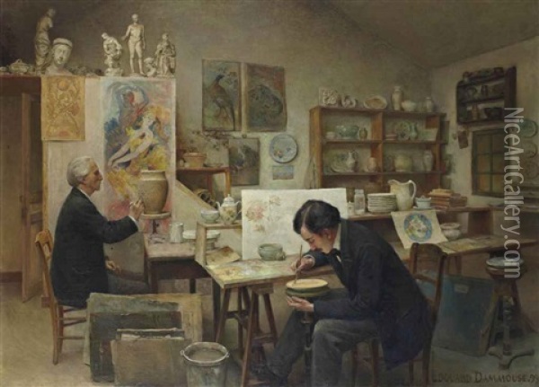 L'artiste Dans Son Atelier Oil Painting - Edouard Dammouse