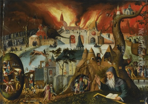 The Temptation Of Saint Anthony Oil Painting - Hieronymus Bosch