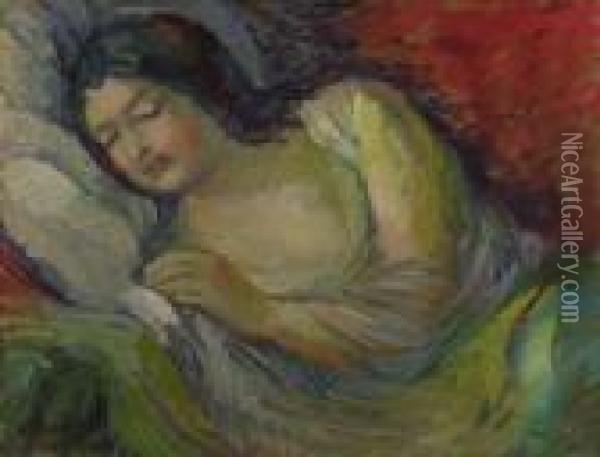 Jeune Femme Brune Endormie Oil Painting - Nikolai Aleksandrovich Tarkhov