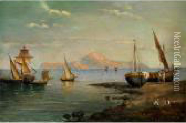 Mittelmeer-uferlandschaft Vor Capri Oil Painting - Giuseppe Carelli