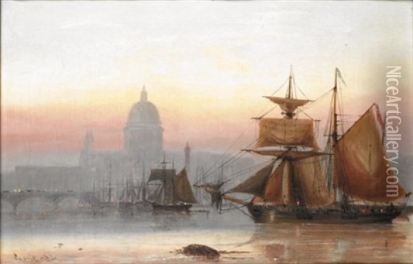 Shipping Near St. Paul's Oil Painting - Charles John de Lacy