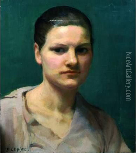 Portrait De Jeune Femme Aux Cheveux Attaches (mademoiselle Bourneton). Oil Painting - France Leplat
