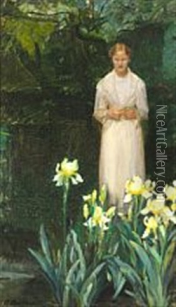 Irises Oil Painting - Anna Kirstine Ancher