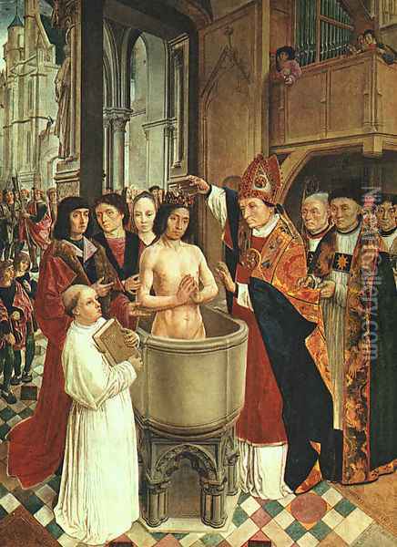 The Baptism of Clovis 1500 Oil Painting - Master of St. Gilles