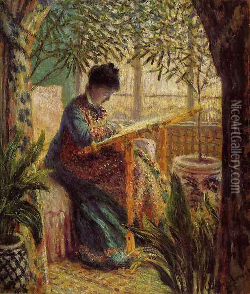 Camille Embroidering Oil Painting - Claude Oscar Monet