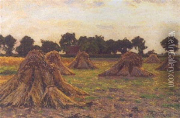 Landschaft Mit Heugarben Oil Painting - Wilhelm Fritzel