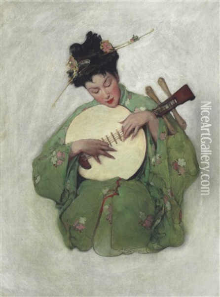 Kimono Oil Painting - Sarah S. Stilwell Weber