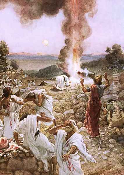 Elijahs sacrifice at mount Carmel Oil Painting - William Brassey Hole