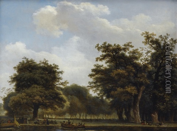 Une Elegante Assemblee Debarquant Dans Un Parc Oil Painting - Jean-Honore Fragonard
